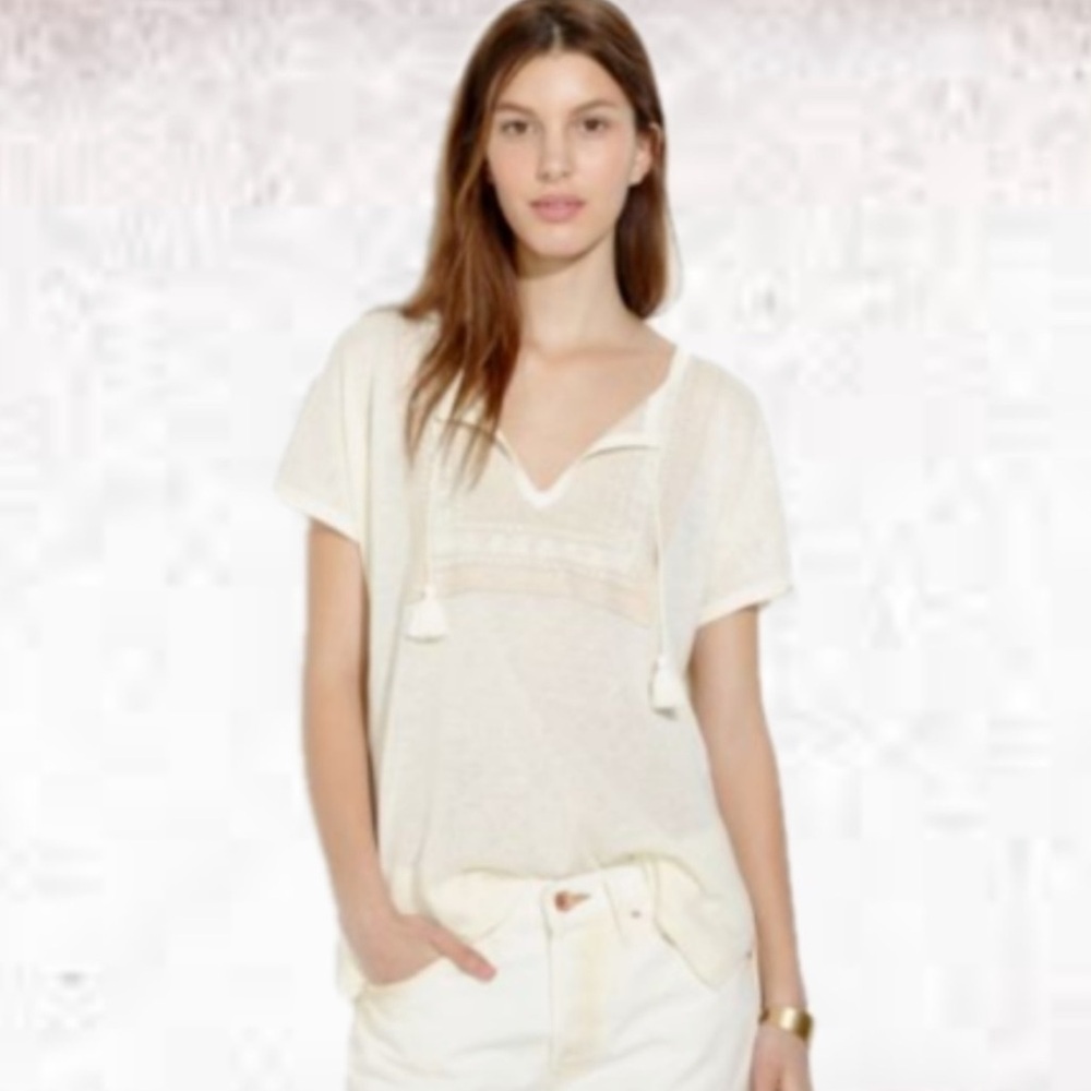 Madewell linen blouse women's, beige